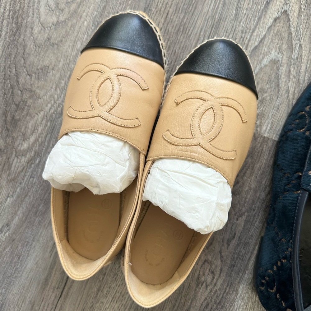Chanel CC lamb skin espadrilles